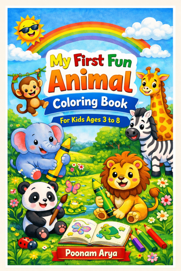animal coloring book for kids with cute easy coloring pages