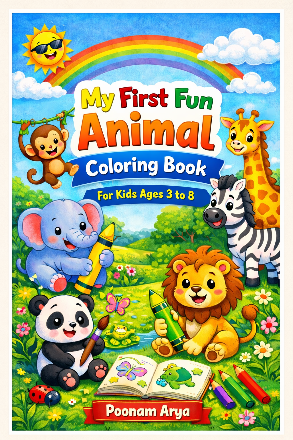 animal coloring book for kids with cute easy coloring pages